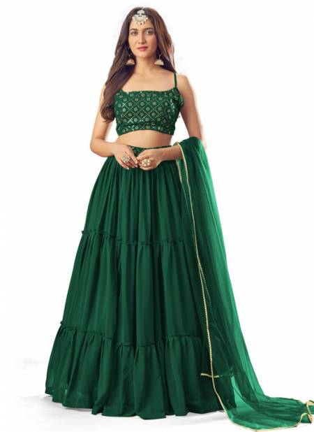 Green Colour SHREEMATEE RUMI New Designer Party Wear Pure Georgette Lahenga Choli Collection 126